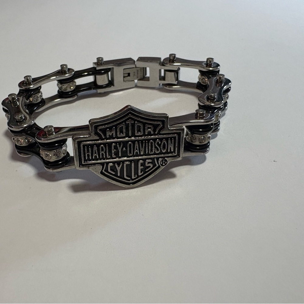Harley-Davidson Black and Silver Chain Bracelet